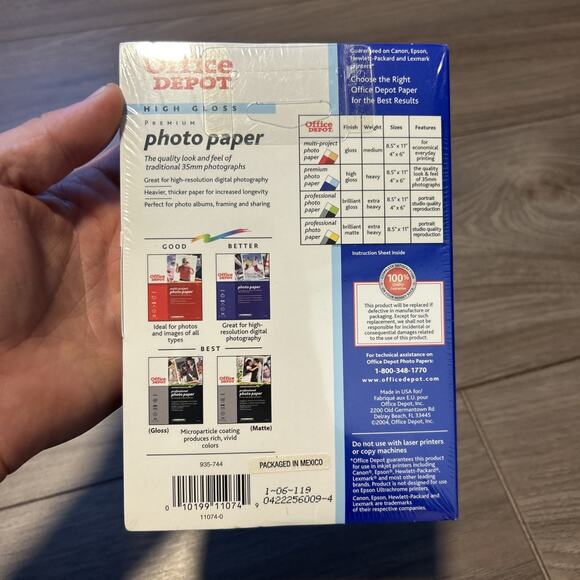 NEW Office Depot Photo Paper High Gloss for InkJet Printers Size 4"X6" 50 Sheets - Picture 2 of 4